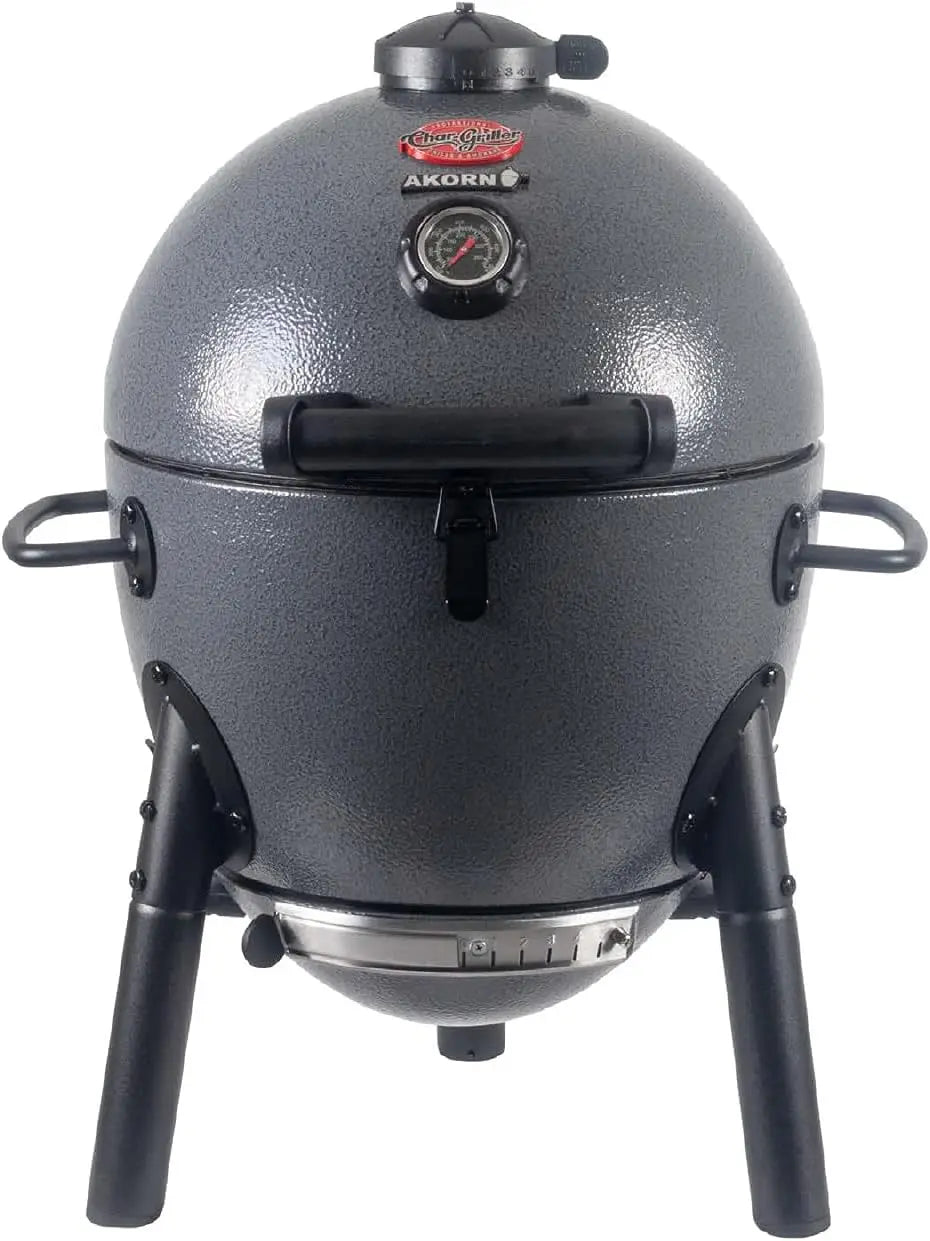 Portable Kamado Charcoal Grill and Smoker with Cast Iron Grates and Locking Lid with 155 Cooking Square Inches in Ash, Model