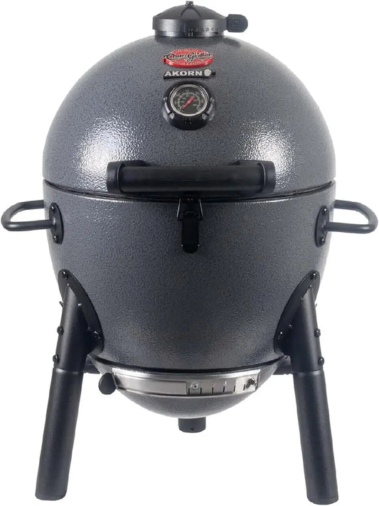Portable Kamado Charcoal Grill and Smoker with Cast Iron Grates and Locking Lid with 155 Cooking Square Inches in Ash, Model