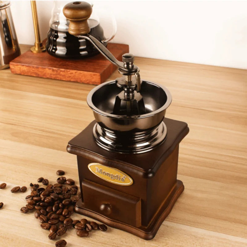 Retro Bean Grinding Machine French Press Set Hand-cranked Coffee Grinder Household Coffee Pot Gift Box