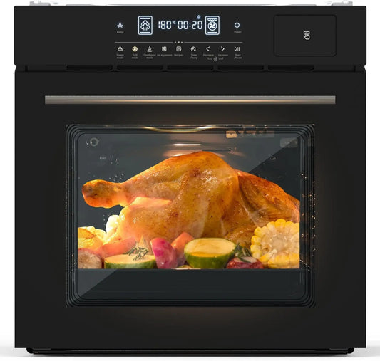 24" Single Wall Oven 2.5 Cu.ft Built-in Timer Convection Electric Wall Oven with 8 Baking Modes 3000W 240V 3D Surround Heating