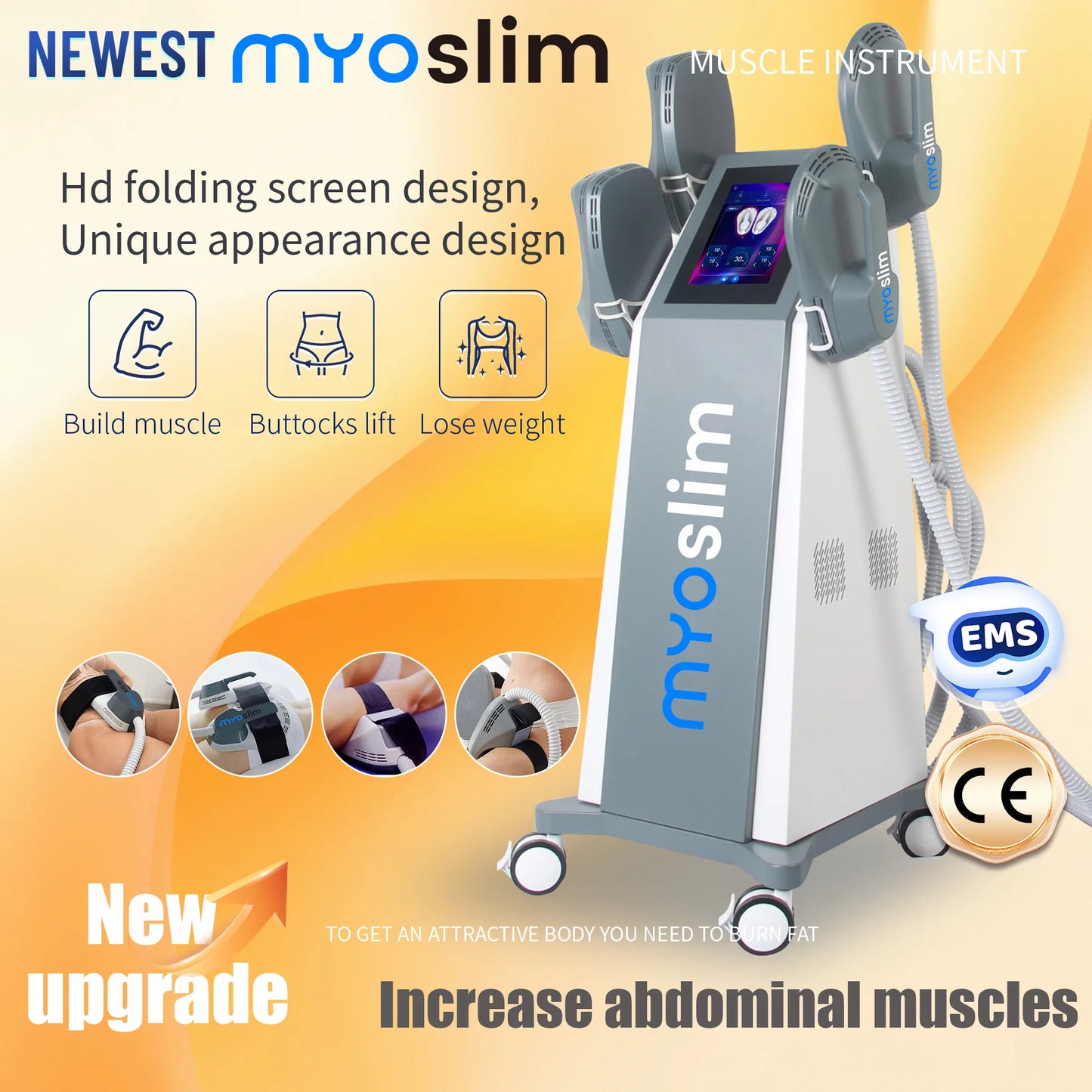 New MYOSlim portable RF EMS body shaping machine pelvic pad designelectromagnetic fat burning muscle stimulation slimming device