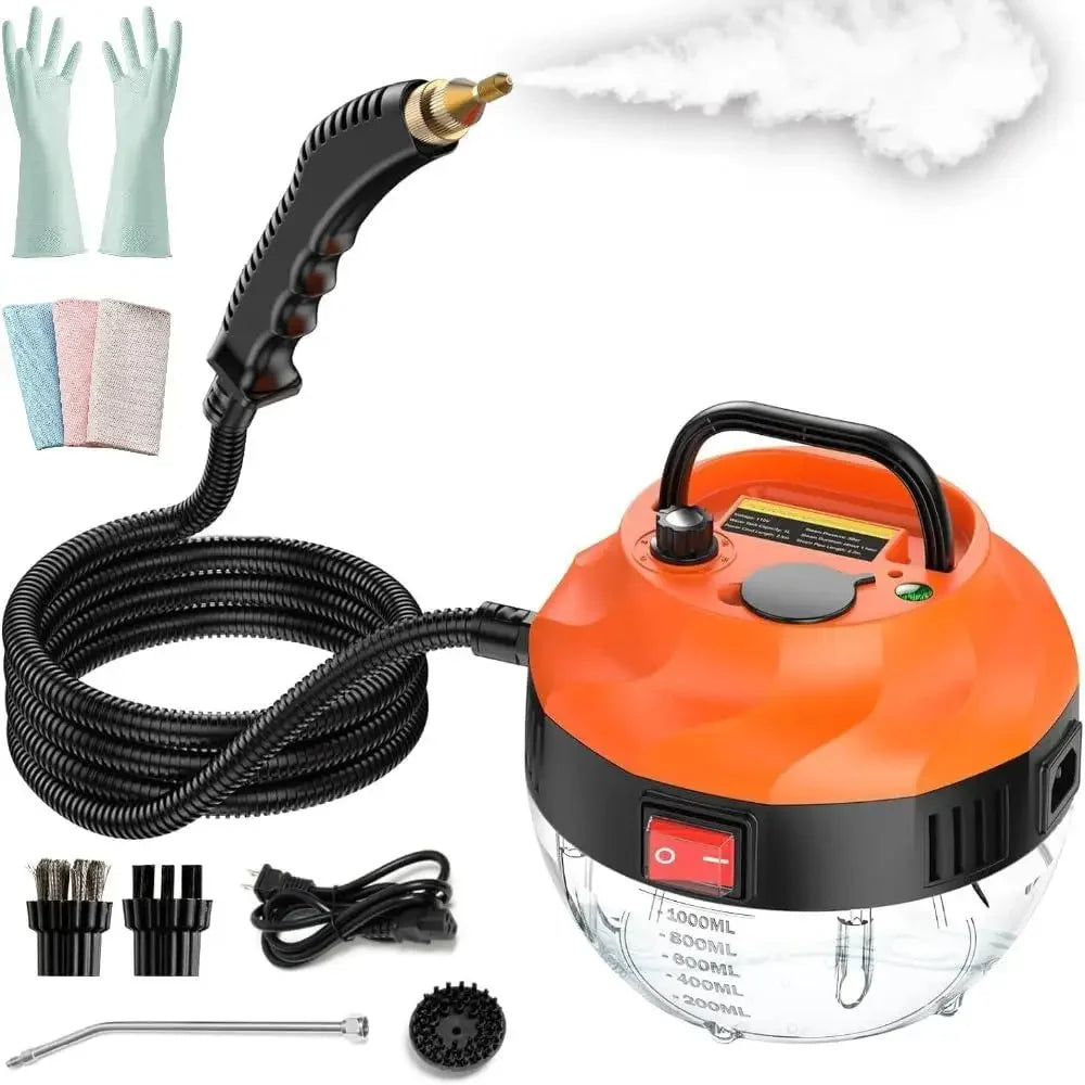 Handheld Steam Cleaner 2500W High Pressure Portable Electric Steamer Home Car Kitchen Cleaner with 3 Brush Heads 1L Tank