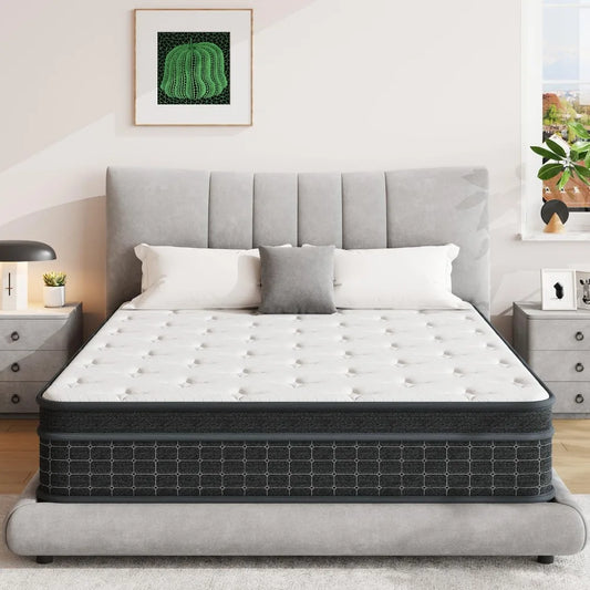 Mattress,12 Inch Mattresses in a Box, Individually Wrapped Pocket Coils for Isolate Motion,Pressure Relief,CertiPUR-US Certified