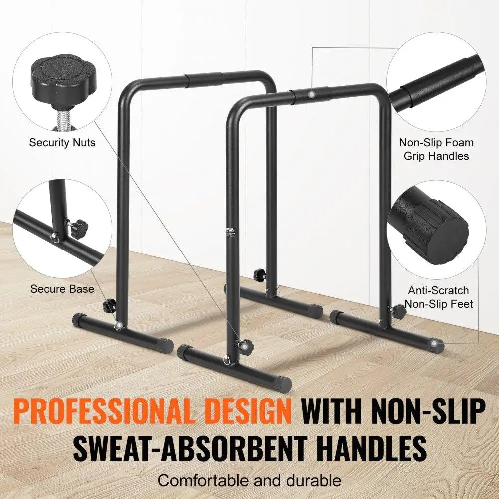 Adjustable Heavy Duty Dip Bars Fitness Workout Equipment Parallette Push Up Stand Parallel Training Home Gym 440lbs Capacity