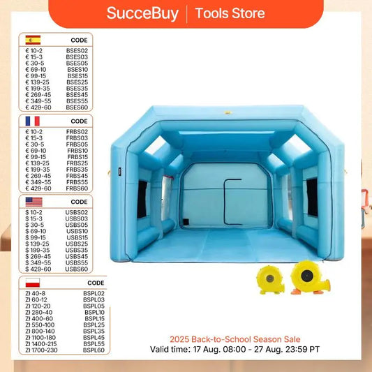 SucceBuy Inflatable Paint Booth 8.5x4.6x3m Carport Car Spray Tent W/ 2Blower Auto Workstation Mobile Shelter Room Outdoor Garage