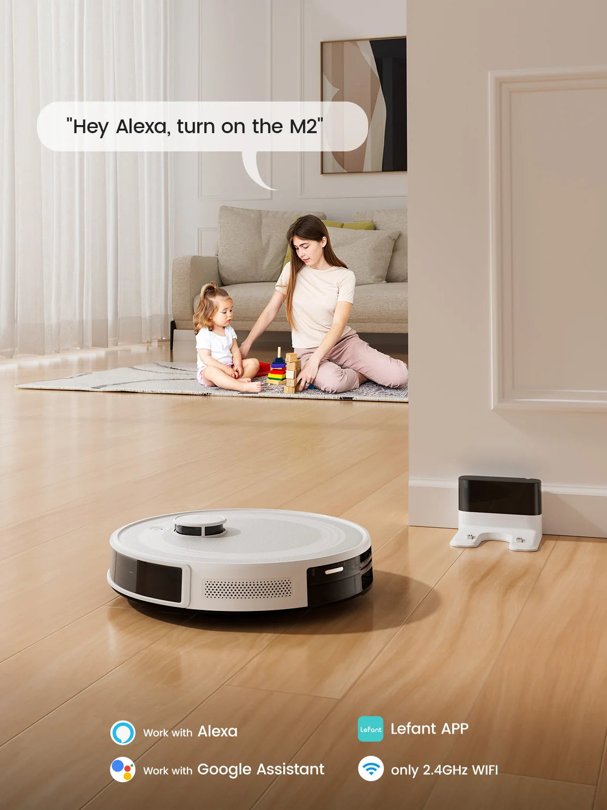 LEFANT M2 Robot Vacuum Cleaner, Laser Navigation dToF, 5500Pa, Anti-Tangle, Selected Area Cleaning, Ideal for Pet Hair, Carpets