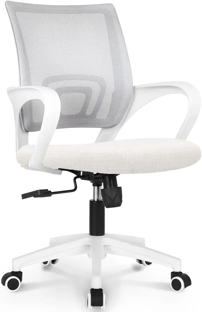 Office Desk Computer Chair Ergonomic Mesh Gaming Mid Back Seat with Comfy Lumbar Support Adjustable Height Swivel for Home Task