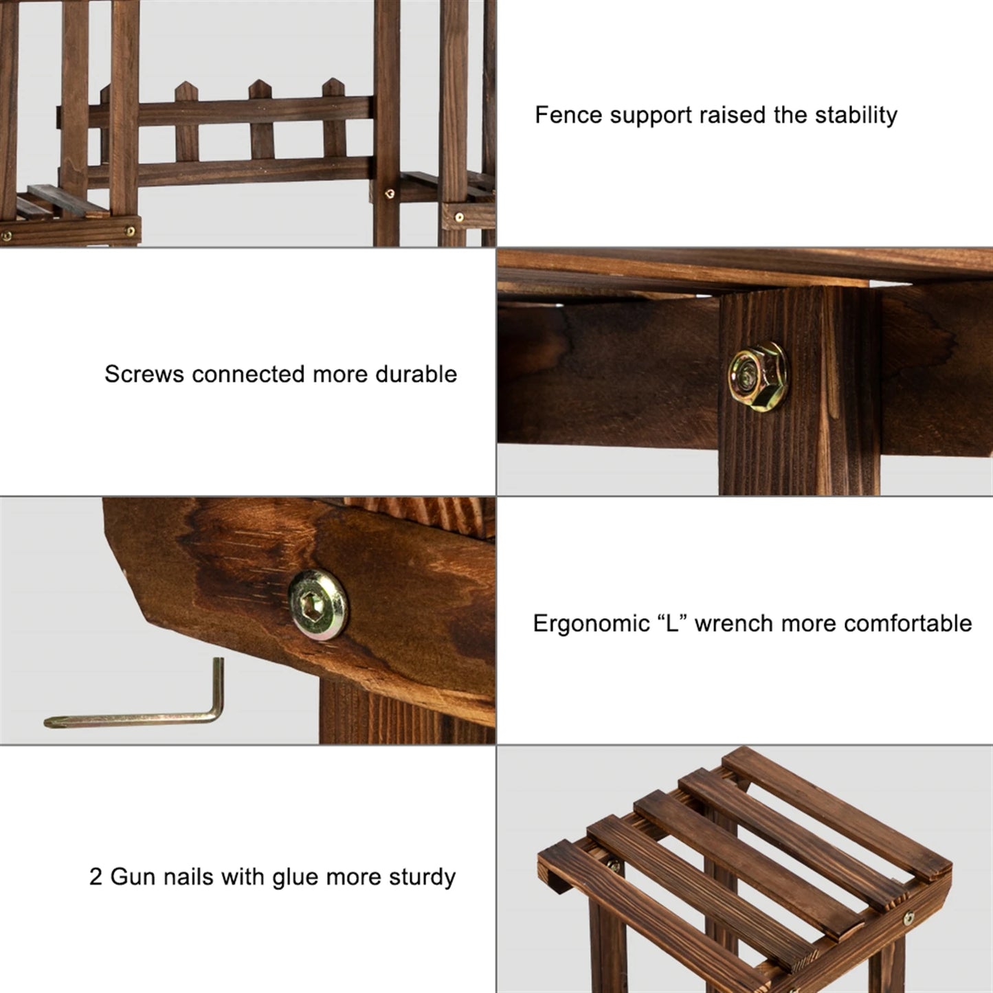 4-Story 7-Seat Indoor And Outdoor Multi-Function Carbonized Wood Plant Stand