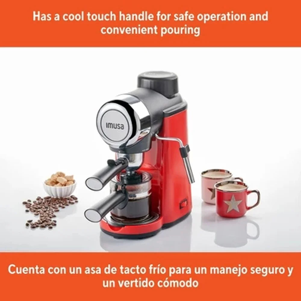 4 Cup Espresso Cappuccino Maker 800W Electric Frothing Wand Glass Carafe Removable Drip Tray Manual Operation Kitchen Appliance