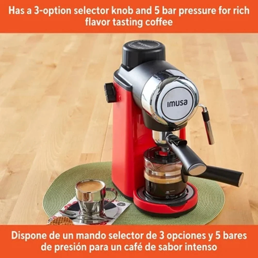 4 Cup Espresso Cappuccino Maker 800W Electric Frothing Wand Glass Carafe Removable Drip Tray Manual Operation Kitchen Appliance